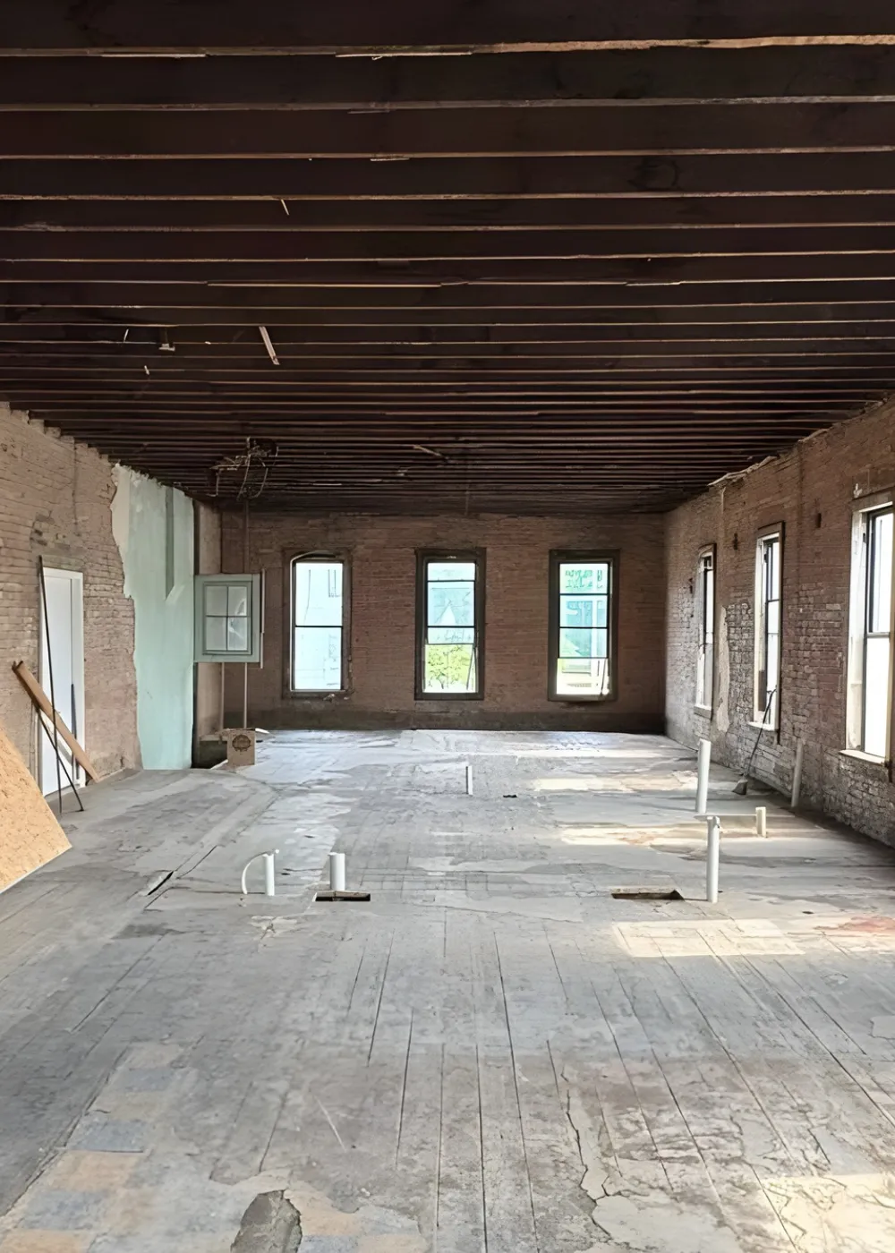 Unfinished living space before the structural rebuild