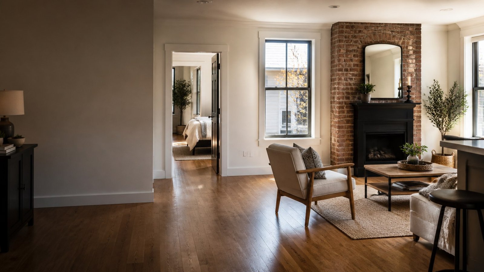 Warm finished living space representing AM Construction's structural repair and remodeling service